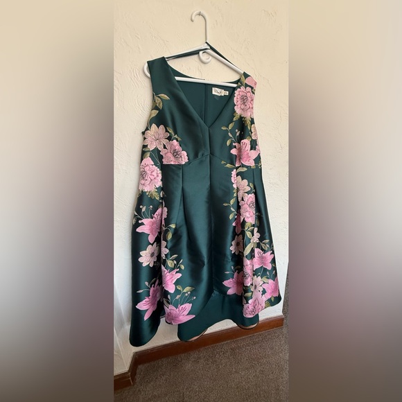 Eliza J Green and Pink Floral High Low Dress - Picture 7 of 8